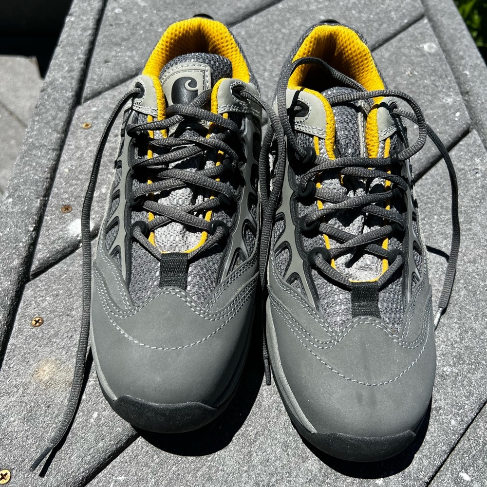 CLEARANCE Men’s Carhartt Gray and Yellow Work Shoes Steel Toe Size 9